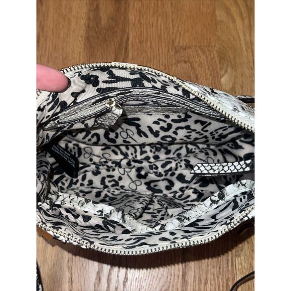 Jessica Simpson Sabrina Shoulder Bag Purse Natural Python Snake Skin White Gray - Picture 8 of 11